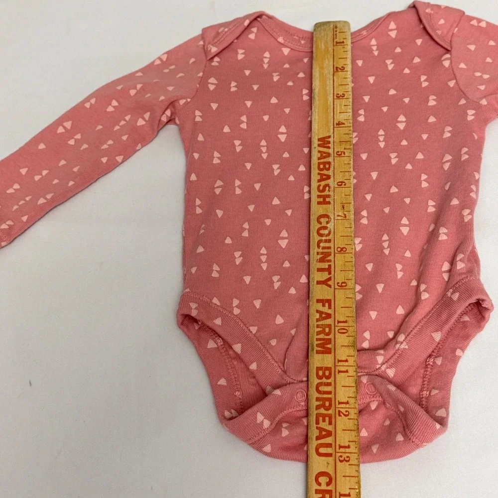Old Navy Baby Girl‎ Long Sleeve Bodysuit Set 2PK Pink Geometric Solid 3-6M